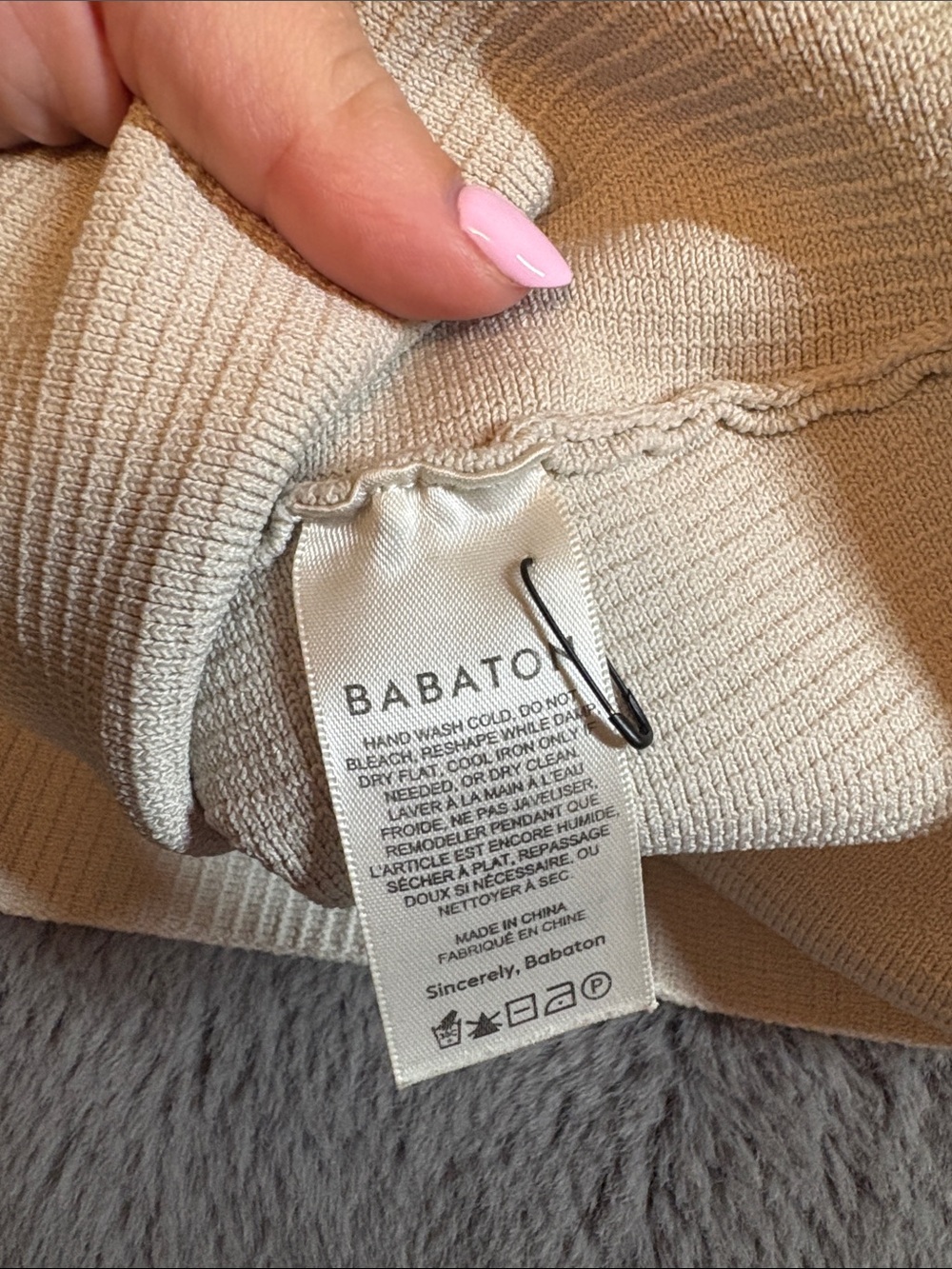 Babaton Cream Ribbed Cross-Strap Tank Top Size XL - Picture 4 of 4